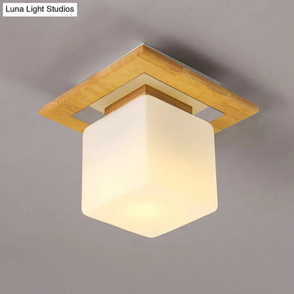 DecorBites™ DecorBites™ Simple Opal Glass Square/Cylinder Flush Mount Light Ceiling Fixture in White