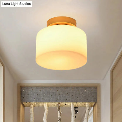 DecorBites™ DecorBites™ Simple Opal Glass Square/Cylinder Flush Mount Light Ceiling Fixture in White