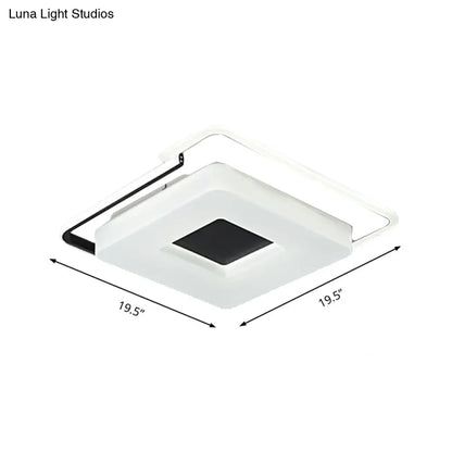 DecorBites™ DecorBites™ Simple Round/Square Flush Ceiling Light: 16"/19.5" Wide Acrylic Shaded Black and White Fixture - White Light