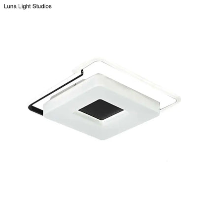 DecorBites™ DecorBites™ Simple Round/Square Flush Ceiling Light: 16"/19.5" Wide Acrylic Shaded Black and White Fixture - White Light
