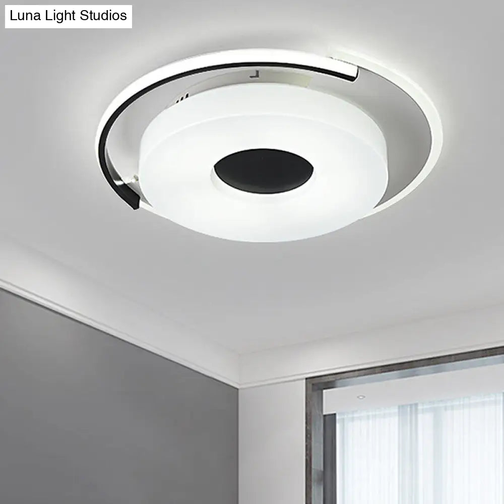 DecorBites™ DecorBites™ Simple Round/Square Flush Ceiling Light: 16"/19.5" Wide Acrylic Shaded Black and White Fixture - White Light
