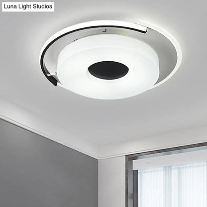 DecorBites™ DecorBites™ Simple Round/Square Flush Ceiling Light: 16"/19.5" Wide Acrylic Shaded Black and White Fixture - White Light