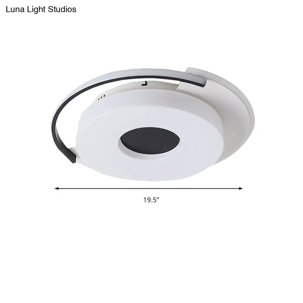 DecorBites™ DecorBites™ Simple Round/Square Flush Ceiling Light: 16"/19.5" Wide Acrylic Shaded Black and White Fixture - White Light