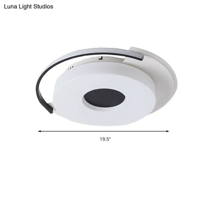 DecorBites™ DecorBites™ Simple Round/Square Flush Ceiling Light: 16"/19.5" Wide Acrylic Shaded Black and White Fixture - White Light