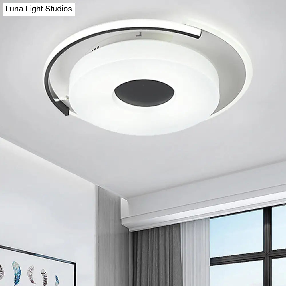 DecorBites™ DecorBites™ Simple Round/Square Flush Ceiling Light: 16"/19.5" Wide Acrylic Shaded Black and White Fixture - White Light