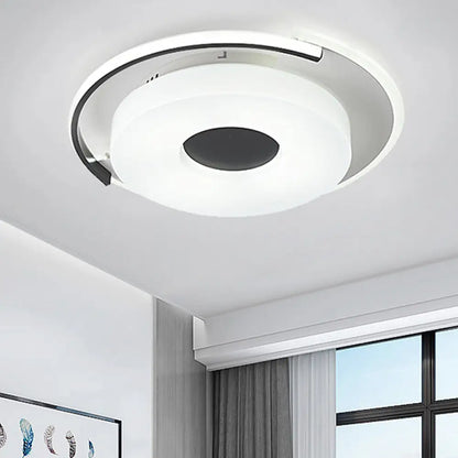 DecorBites™ DecorBites™ Simple Round/Square Flush Ceiling Light: 16"/19.5" Wide Acrylic Shaded Black and White Fixture - White Light