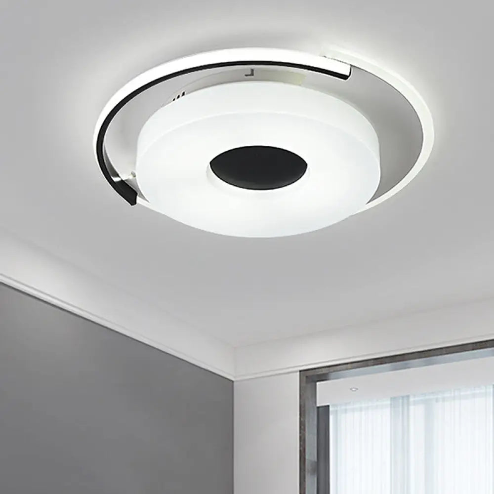 DecorBites™ DecorBites™ Simple Round/Square Flush Ceiling Light: 16"/19.5" Wide Acrylic Shaded Black and White Fixture - White Light