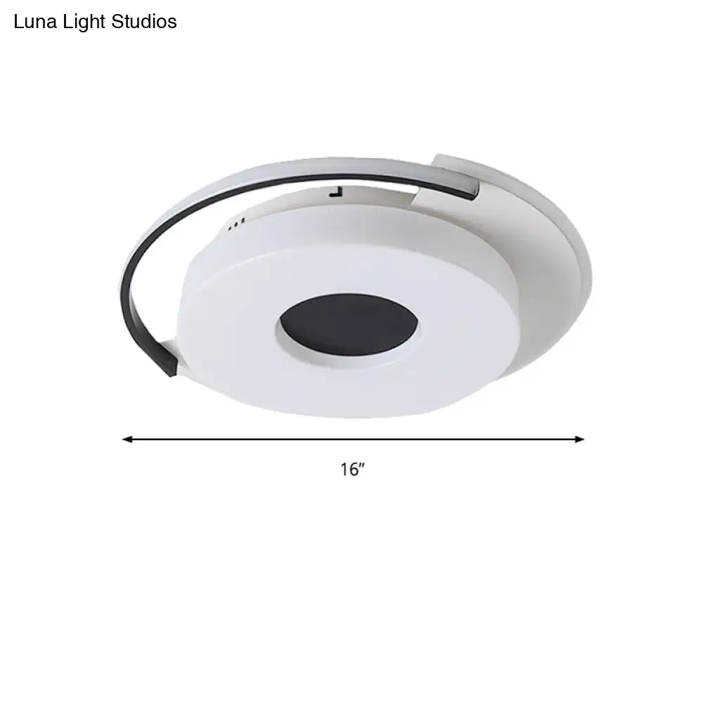 DecorBites™ DecorBites™ Simple Round/Square Flush Ceiling Light: 16"/19.5" Wide Acrylic Shaded Black and White Fixture - White Light