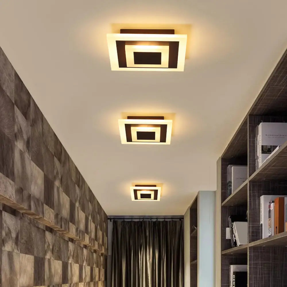 DecorBites™ DecorBites™ Simple Small Round/Square Ceiling Lamp in White/Coffee Acrylic with Warm/White LED for Corridor