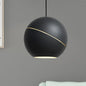 Simple Style 1-Light Metallic Pendant Lamp for Living Room - Black/Pewter Sliced Sphere Hanging Light Fixture