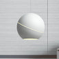 Simple Style 1-Light Metallic Pendant Lamp for Living Room - Black/Pewter Sliced Sphere Hanging Light Fixture