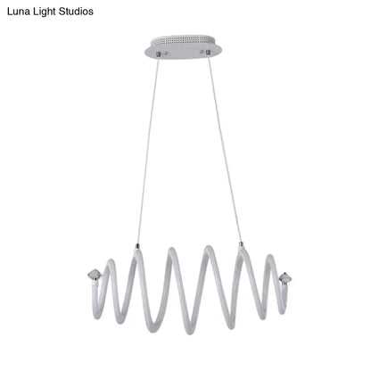 Lámpara de araña espiral LED blanca acrílica de estilo sencillo: elegante lámpara colgante para sala de estar