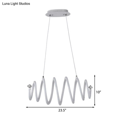 Lámpara de araña espiral LED blanca acrílica de estilo sencillo: elegante lámpara colgante para sala de estar