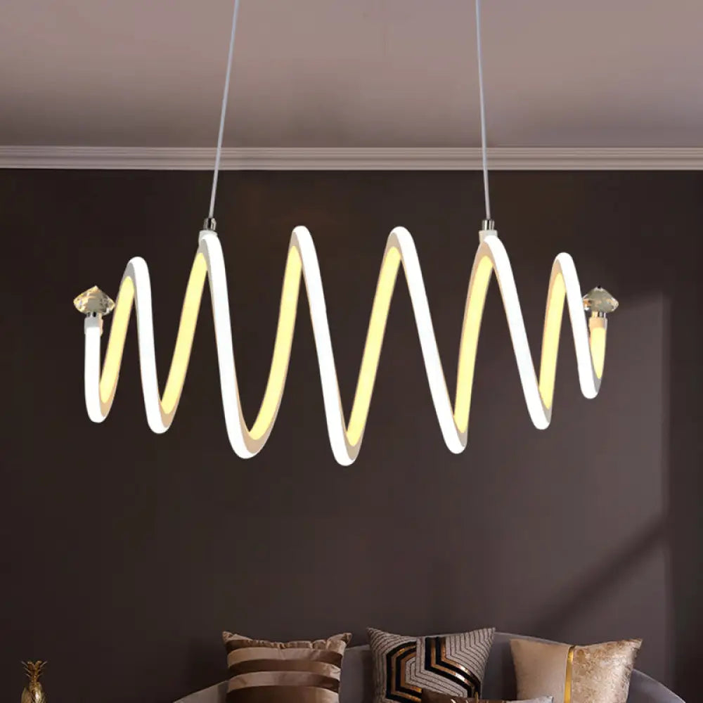 Lámpara de araña espiral LED blanca acrílica de estilo sencillo: elegante lámpara colgante para sala de estar