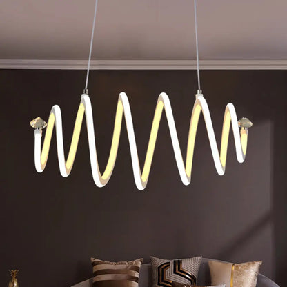 Lámpara de araña espiral LED blanca acrílica de estilo sencillo: elegante lámpara colgante para sala de estar