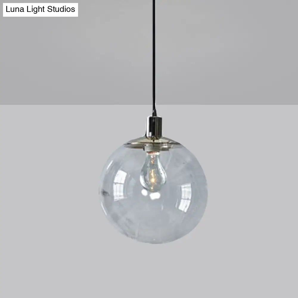 Simple Style Clear Glass Globe Pendant Ceiling Light - Wide 8"/10"/12" - 1 Head Hanging Lamp