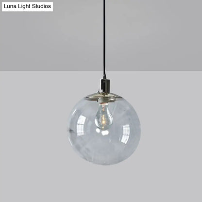 Simple Style Clear Glass Globe Pendant Ceiling Light - Wide 8"/10"/12" - 1 Head Hanging Lamp