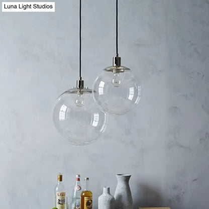 Simple Style Clear Glass Globe Pendant Ceiling Light - Wide 8"/10"/12" - 1 Head Hanging Lamp