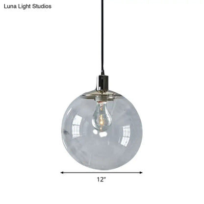 Simple Style Clear Glass Globe Pendant Ceiling Light - Wide 8"/10"/12" - 1 Head Hanging Lamp