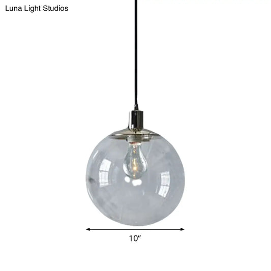 Simple Style Clear Glass Globe Pendant Ceiling Light - Wide 8"/10"/12" - 1 Head Hanging Lamp