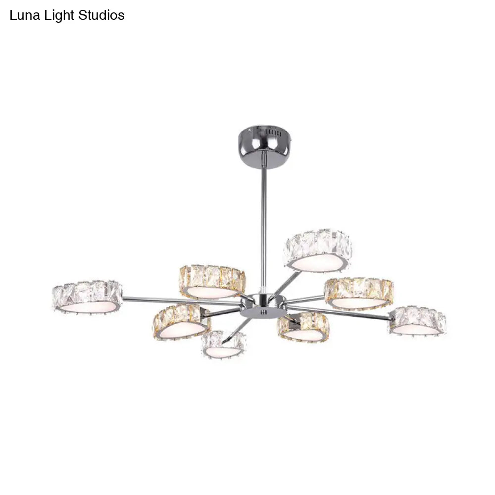 Lámpara de techo triangular de estilo sencillo con bloques de cristal y 8 luces, en cromo, con iluminación cálida/blanca.