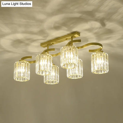 DecorBites™ DecorBites™ Simple Style Crystal Brass Finish Semi Flush Ceiling Mount Light for Living Room