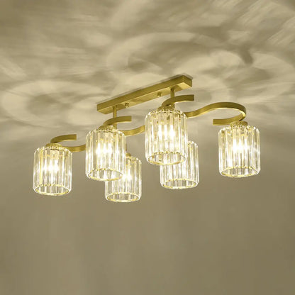 DecorBites™ DecorBites™ Simple Style Crystal Brass Finish Semi Flush Ceiling Mount Light for Living Room