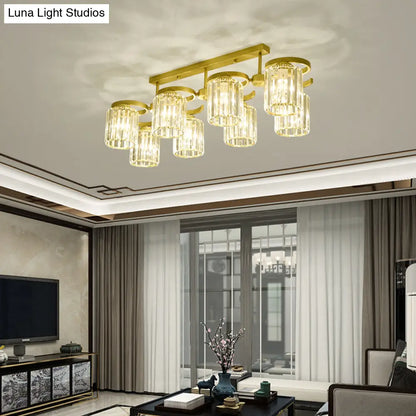 DecorBites™ DecorBites™ Simple Style Crystal Brass Finish Semi Flush Ceiling Mount Light for Living Room