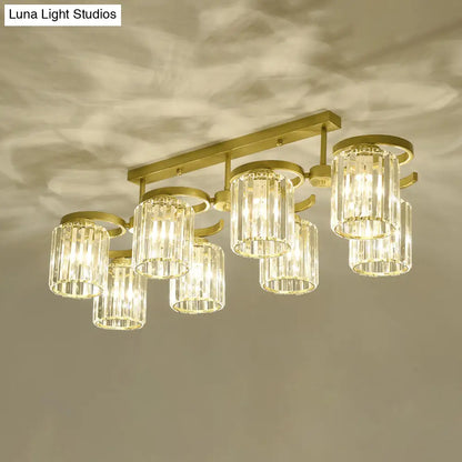 DecorBites™ DecorBites™ Simple Style Crystal Brass Finish Semi Flush Ceiling Mount Light for Living Room