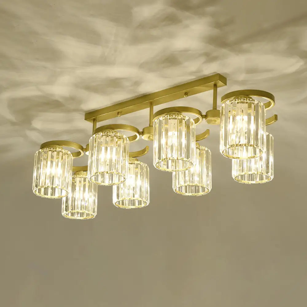DecorBites™ DecorBites™ Simple Style Crystal Brass Finish Semi Flush Ceiling Mount Light for Living Room