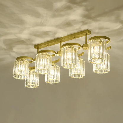 DecorBites™ DecorBites™ Simple Style Crystal Brass Finish Semi Flush Ceiling Mount Light for Living Room