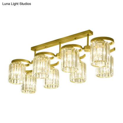 DecorBites™ DecorBites™ Simple Style Crystal Brass Finish Semi Flush Ceiling Mount Light for Living Room