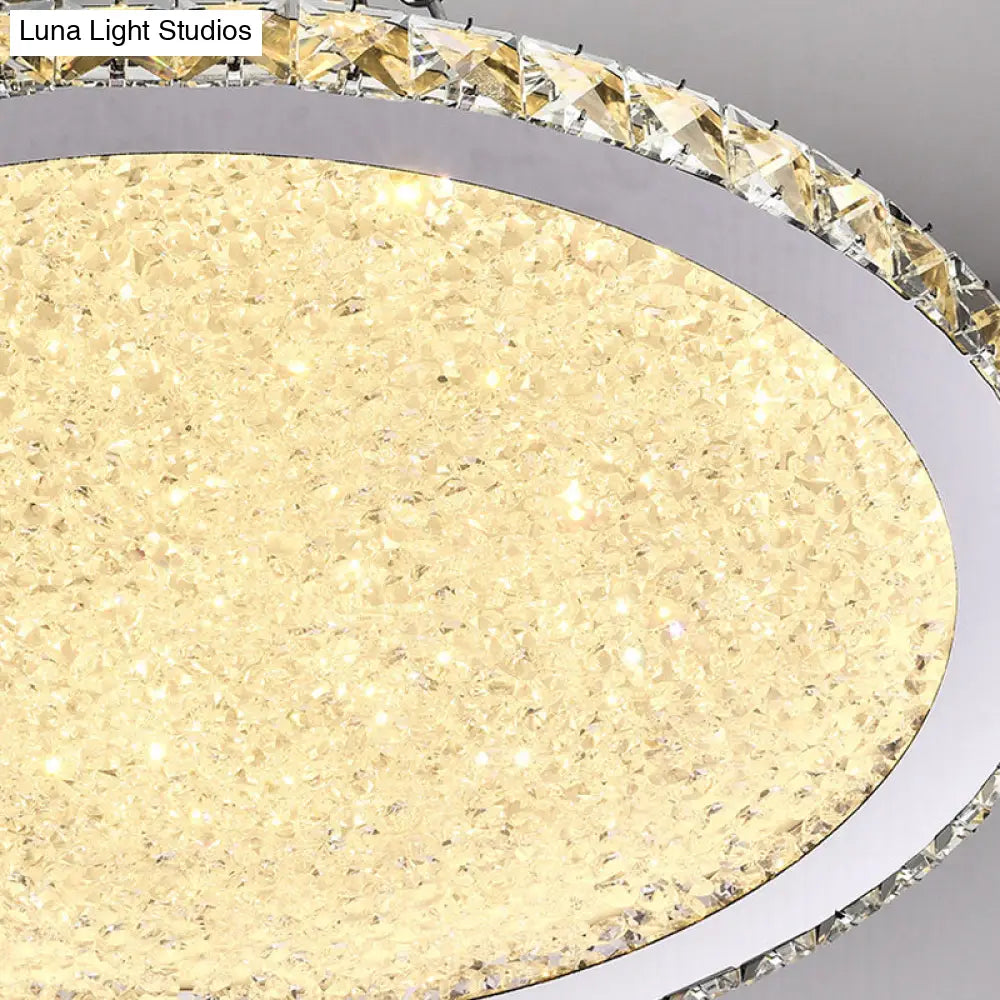 DecorBites™ DecorBites™ Simple Style Crystal Ceiling Mounted Flush Light Fixture with LED Disc in Chrome for Bedroom