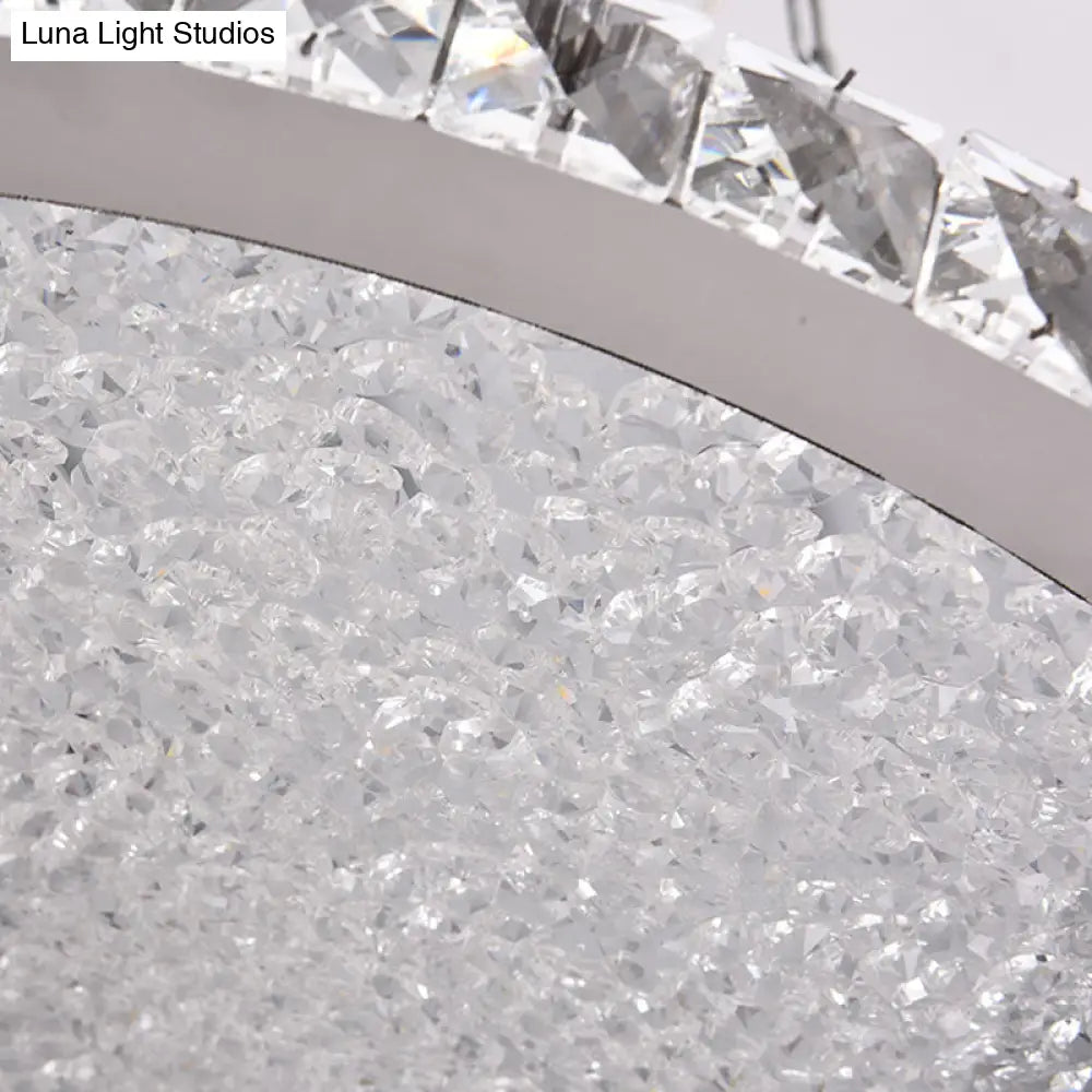 DecorBites™ DecorBites™ Simple Style Crystal Ceiling Mounted Flush Light Fixture with LED Disc in Chrome for Bedroom