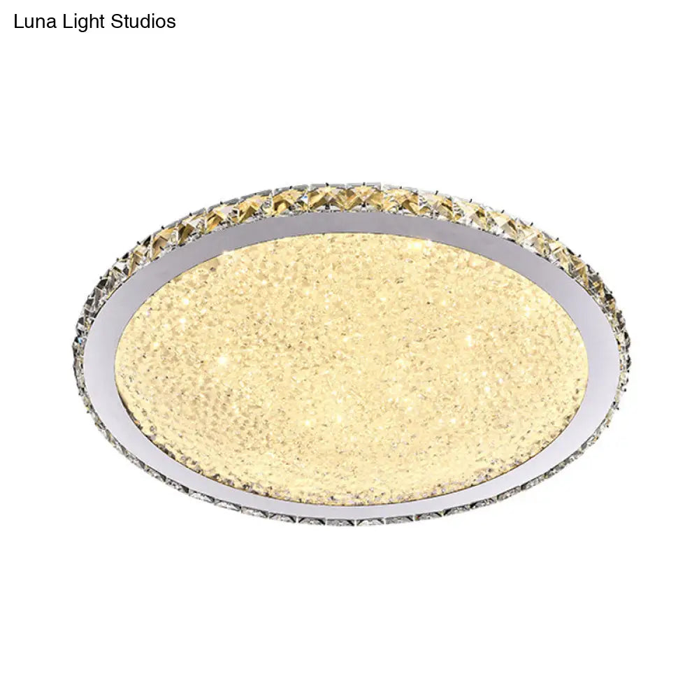 DecorBites™ DecorBites™ Simple Style Crystal Ceiling Mounted Flush Light Fixture with LED Disc in Chrome for Bedroom