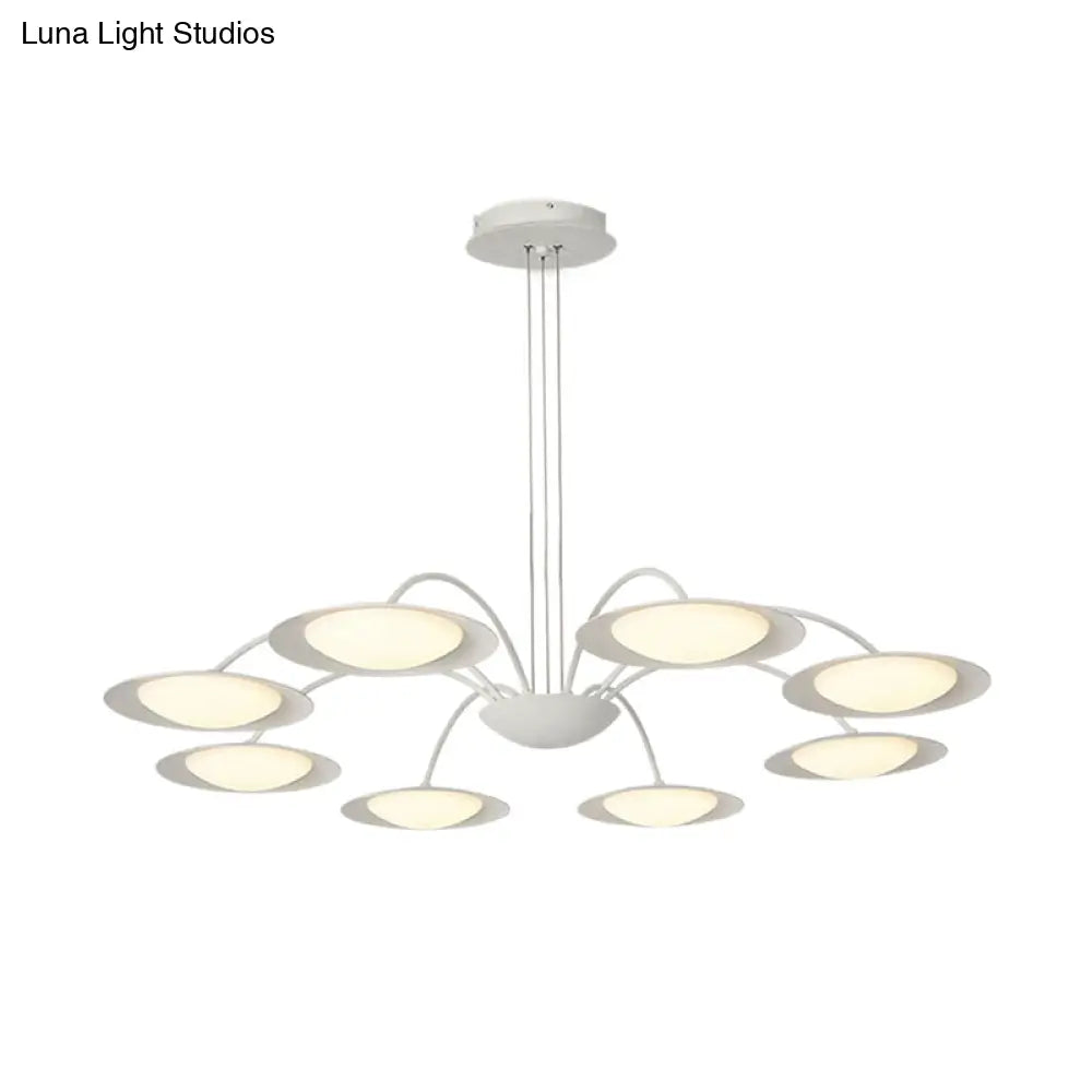 Lámpara de techo colgante de estilo sencillo con 8 luces, de metal blanco, ideal para la sala de estar.