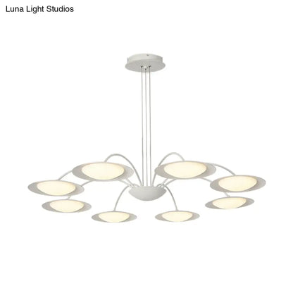 Lámpara de techo colgante de estilo sencillo con 8 luces, de metal blanco, ideal para la sala de estar.