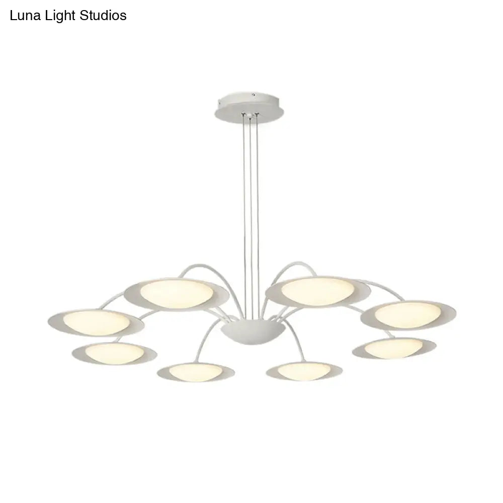 Lámpara de techo colgante de estilo sencillo con 8 luces, de metal blanco, ideal para la sala de estar.