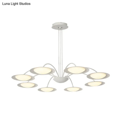 Lámpara de techo colgante de estilo sencillo con 8 luces, de metal blanco, ideal para la sala de estar.
