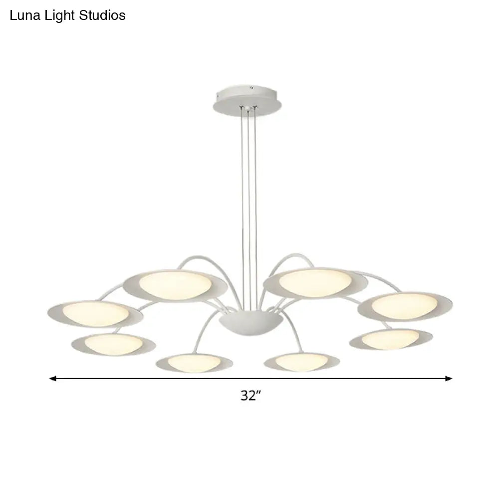 Lámpara de techo colgante de estilo sencillo con 8 luces, de metal blanco, ideal para la sala de estar.
