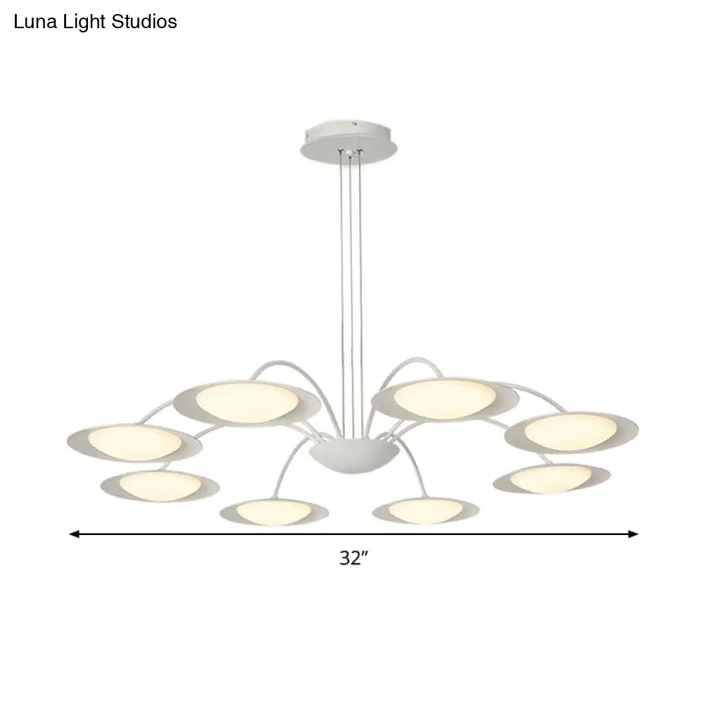 Lámpara de techo colgante de estilo sencillo con 8 luces, de metal blanco, ideal para la sala de estar.