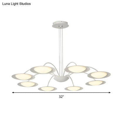 Lámpara de techo colgante de estilo sencillo con 8 luces, de metal blanco, ideal para la sala de estar.