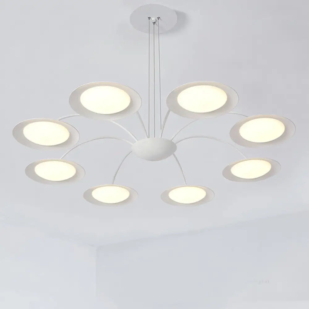 Lámpara de techo colgante de estilo sencillo con 8 luces, de metal blanco, ideal para la sala de estar.