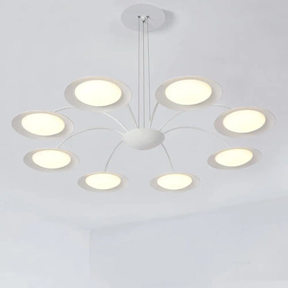 Lámpara de techo colgante de estilo sencillo con 8 luces, de metal blanco, ideal para la sala de estar.