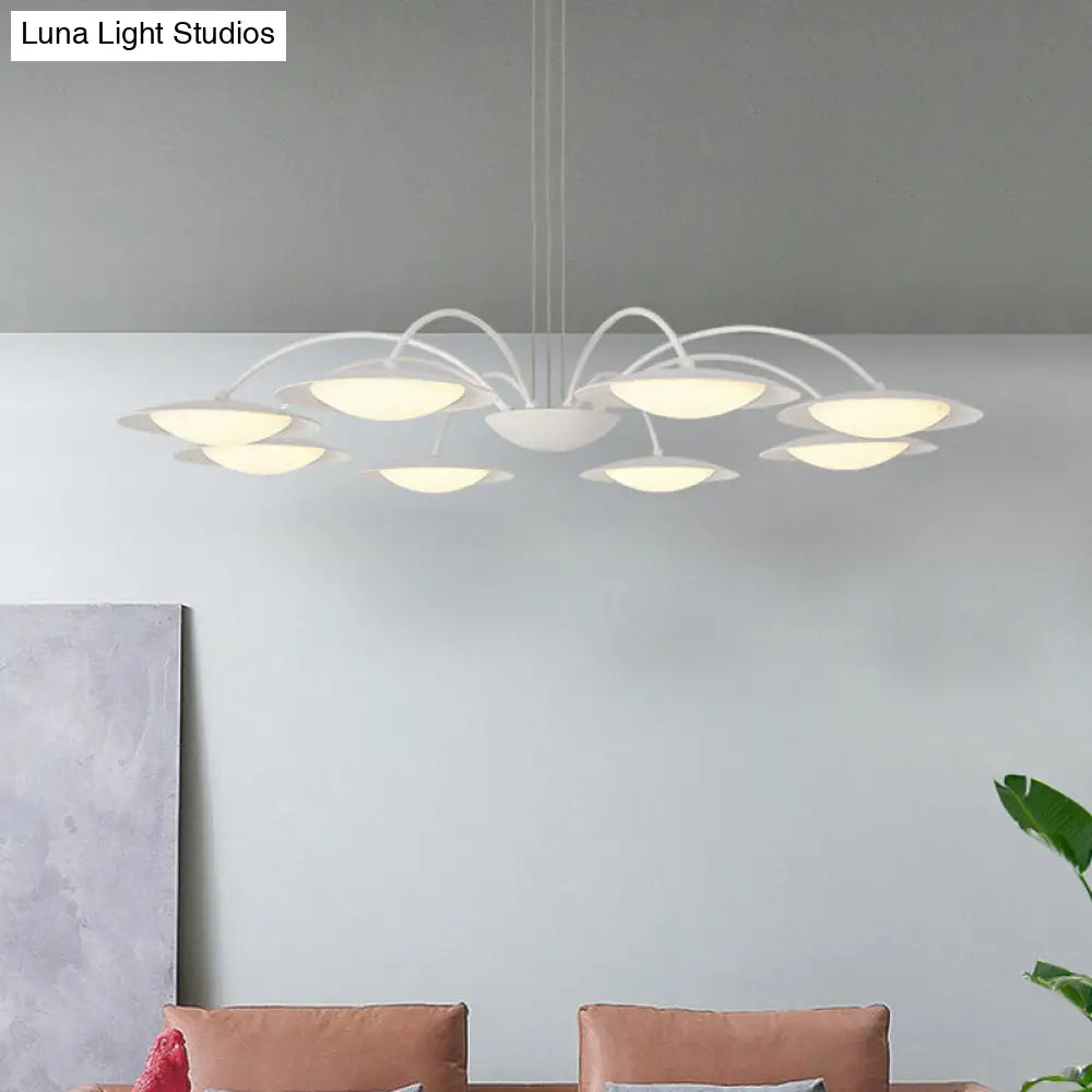 Lámpara de techo colgante de estilo sencillo con 8 luces, de metal blanco, ideal para la sala de estar.