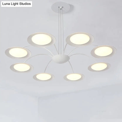 Lámpara de techo colgante de estilo sencillo con 8 luces, de metal blanco, ideal para la sala de estar.