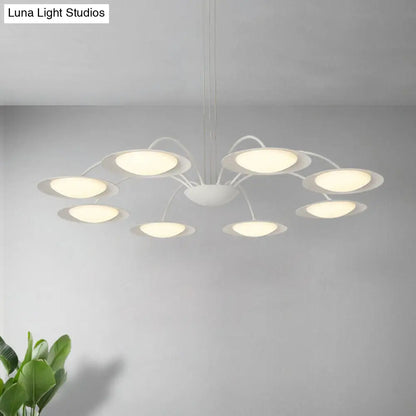 Lámpara de techo colgante de estilo sencillo con 8 luces, de metal blanco, ideal para la sala de estar.