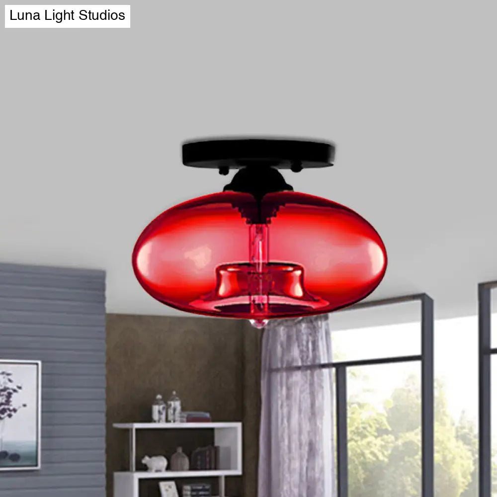 مصباح ديكوربايتس™ البيضاوي الزجاجي البسيط ذو التركيب المدمج مع مصباح واحد - تركيبات سقف شفافة/كهرمانية/دخانية للممر