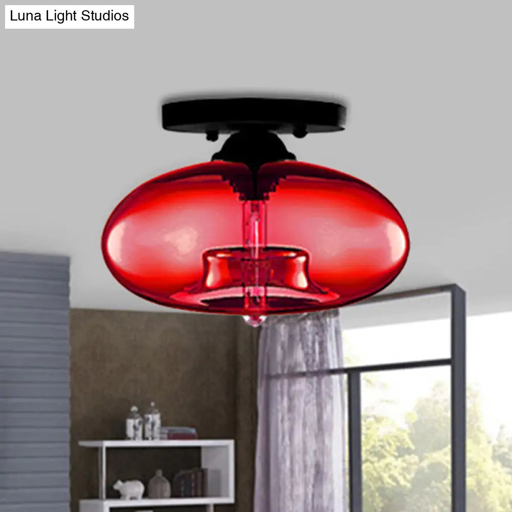 مصباح ديكوربايتس™ البيضاوي الزجاجي البسيط ذو التركيب المدمج مع مصباح واحد - تركيبات سقف شفافة/كهرمانية/دخانية للممر