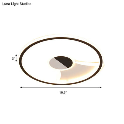 DecorBites™ DecorBites™ Simple Style LED Acrylic Flush Ceiling Light – Black/White, 16"/19.5"/23.5" Dia LED Ceiling Lamp for Bedroom (Warm/White)